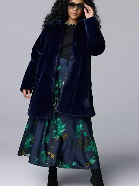 Simply Vera Vera Wang Faux Fur Coat - Picture 2 of 6